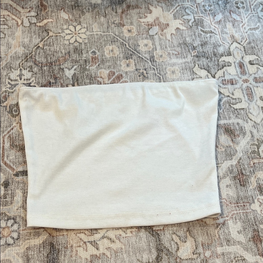 Forever 21 White Ribbed Crop Top